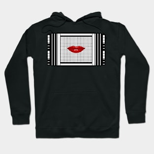 Lips , Polka , Kiss , Geometrical , Illusion , black and white Hoodie